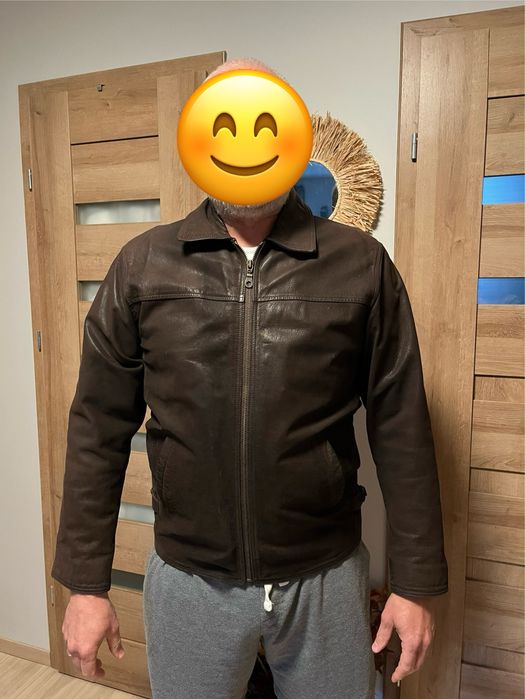 Męska kurtka skórzana L XL brązowa skóra katana