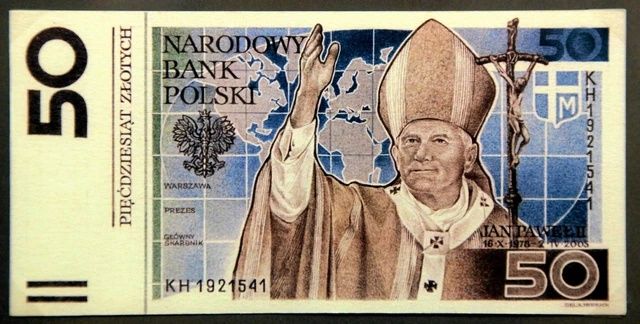 Banknot koncepcyjny 50 zł z papieżem