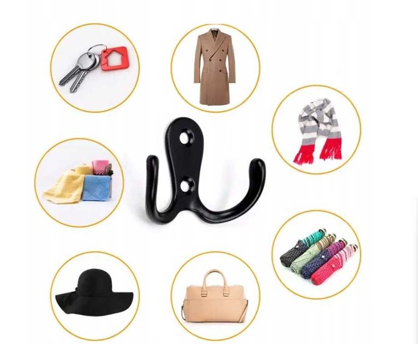 10x Haczyk Wieszak Meblowy kurtki Ubrania Ścienny