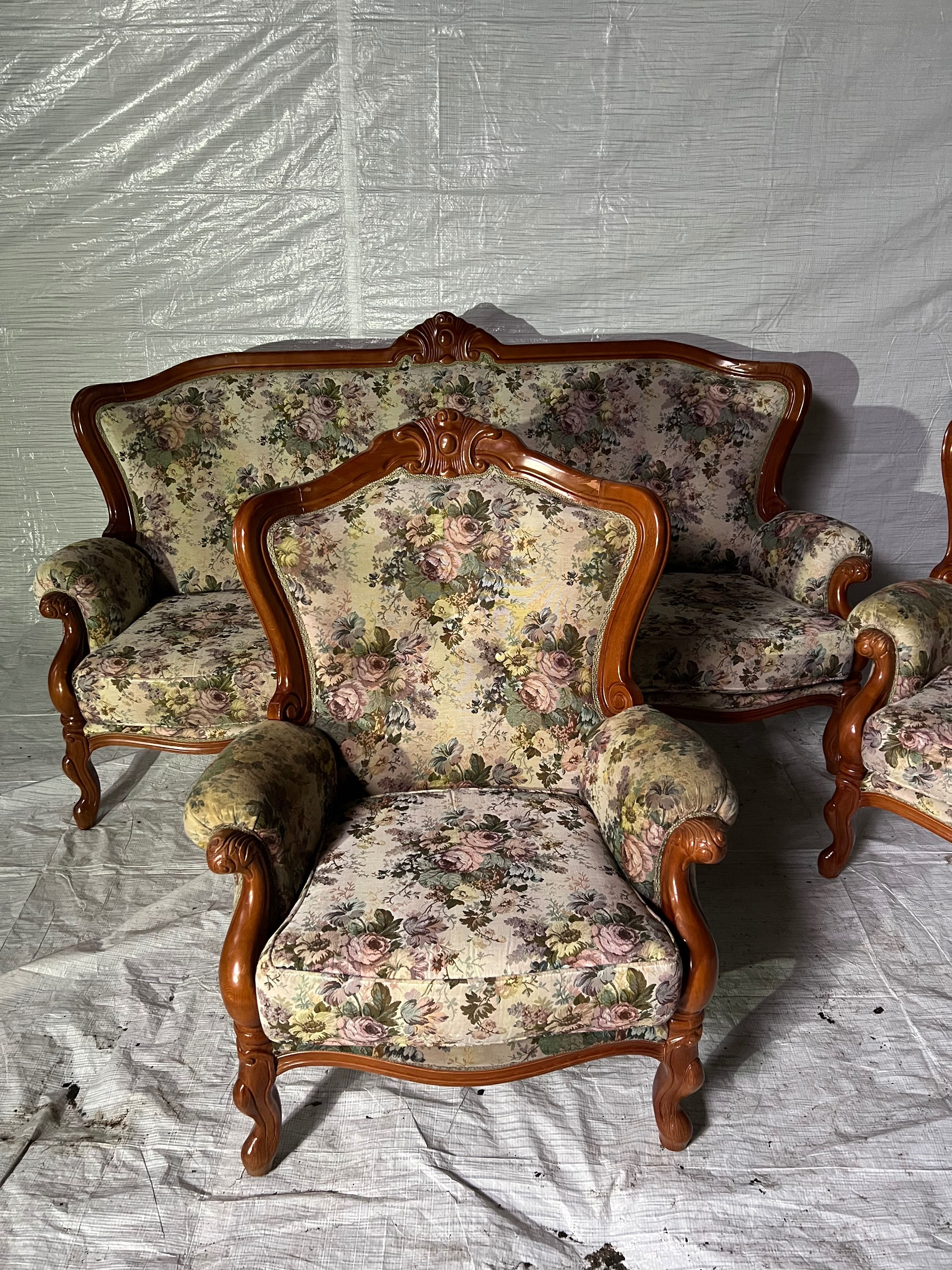 Wypoczynek Ludwikowski Sofa Kanapa + Fotel Ludwik Stylowy zestaw