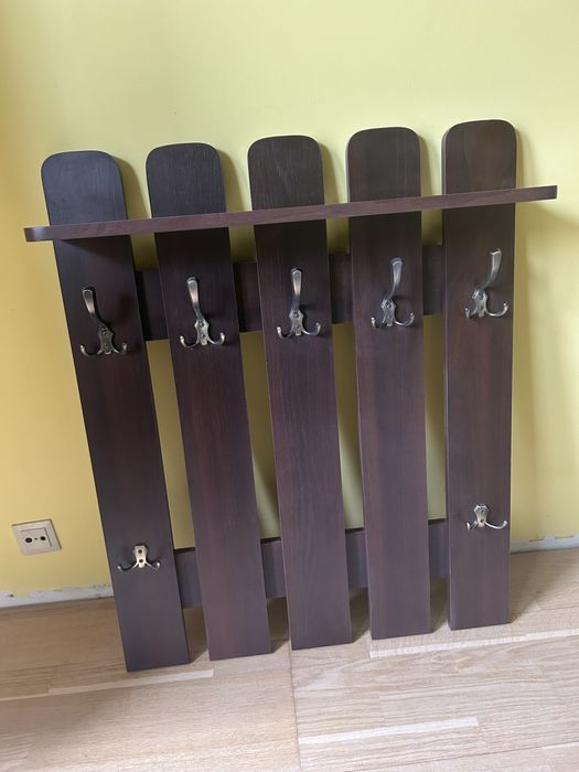 Ciemno brązowy wieszak Wenge na ubrania do przedpokoju