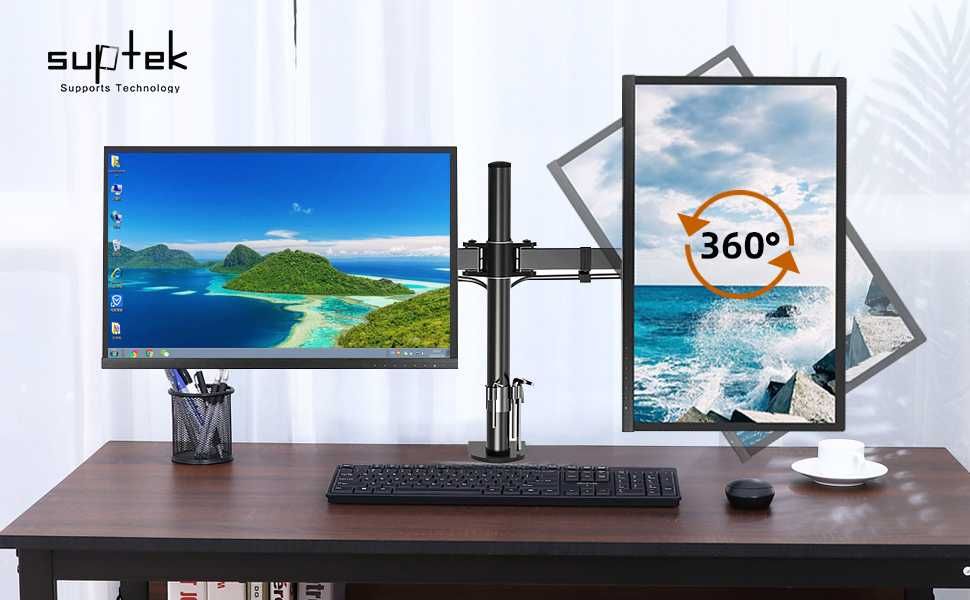 uchwyt na monitora Słupek Stojak na biurko z podwójnym monitorem