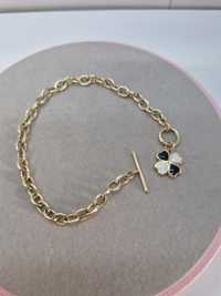 Złota gruba bransoletka Tiffany z kończyną zapięcie toggle