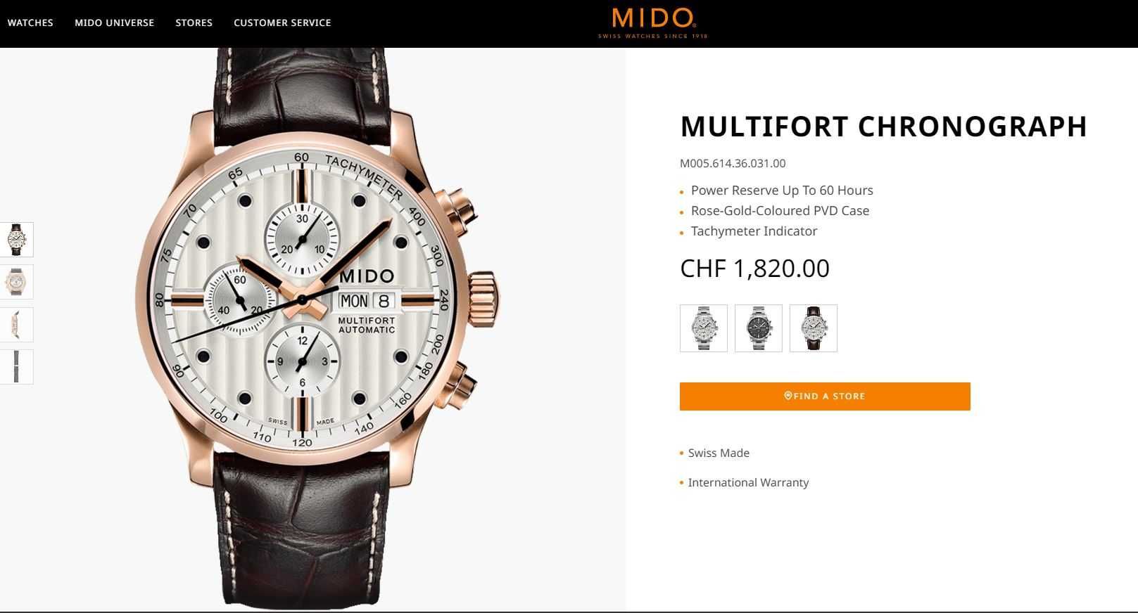 Чоловічий годинник часы Mido Multofort Chronograph Automatic 44mm