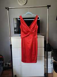 Sukienka mini wizytowa koktajlowa na
wesele czerwona M 38 rozporek