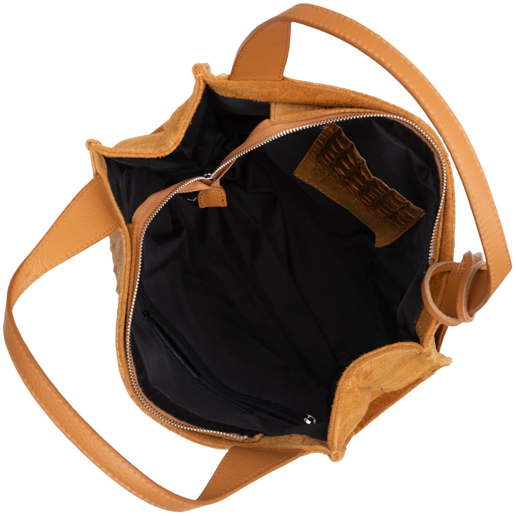 VERA PELLE torebka zamszowa shopper klasyczna kroko V510 c.szara