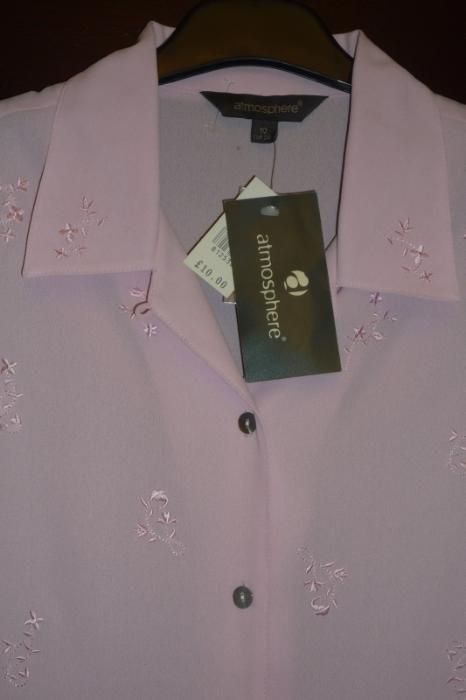 Nowa elegancka bluzka damska pudrowy róż krótki rękaw r. 38