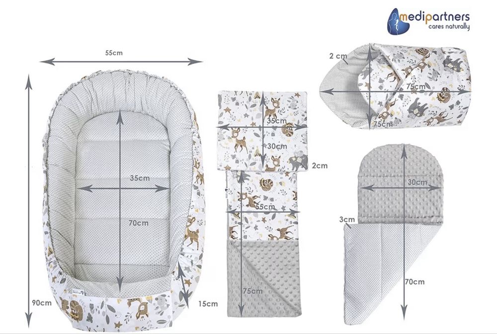 Ninho bebé 5 peças redutor de berço 100% algodão