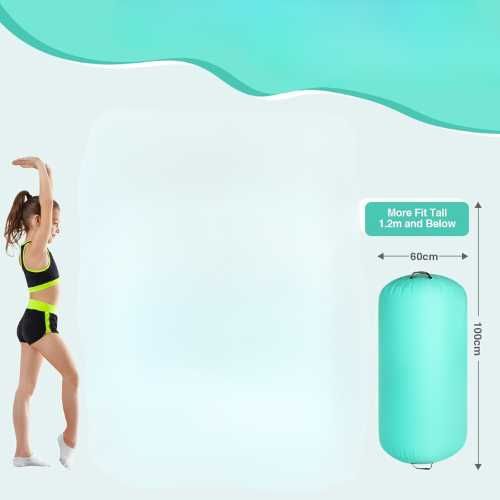 Mata gimnastyczna dmuchana Air Roll wałek 100x60 cm z pompką zielony