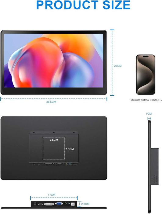 Przenośny przemysłowy monitor dotykowy 15,6 cala