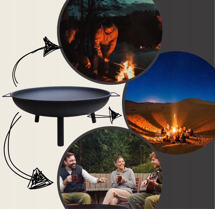 Palenisko Ogrodowe Stalowe 60 cm do Ogniska Grilla Kociołek Grill