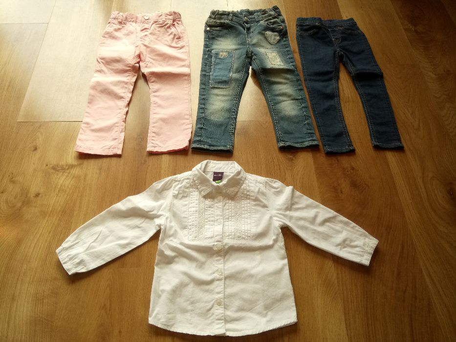 Jeansy, spodnie H&M, rurki tregginsy,koszula bluzka biała 5.10.15 r.92