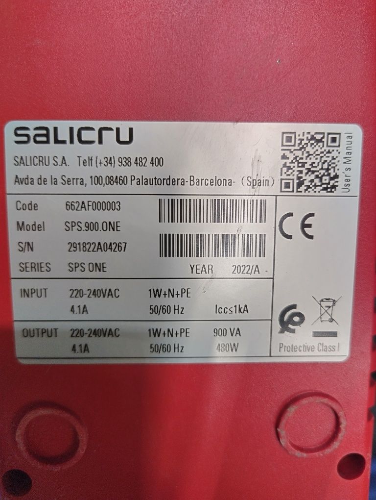 UPS Salicru SP One 900VA.
Proteção do computador e periféricos contra
