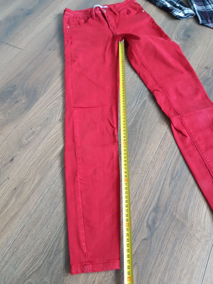 Zestaw 3 ubrań XS 34 czerwone spodnie 2 koszule w kratkę Sinsay Esmara