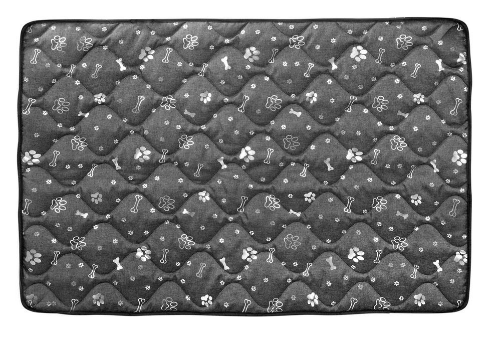Legowisko Dla Psa Mata 100X70 Cm Wodoodporne Kości Srebrne