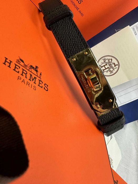 Pasek damski Hermes złoty zestaw 1/1 logowane Super Premium Kelly