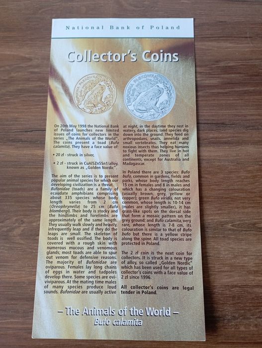 Folder emisyjny Ropucha Paskówka ang.