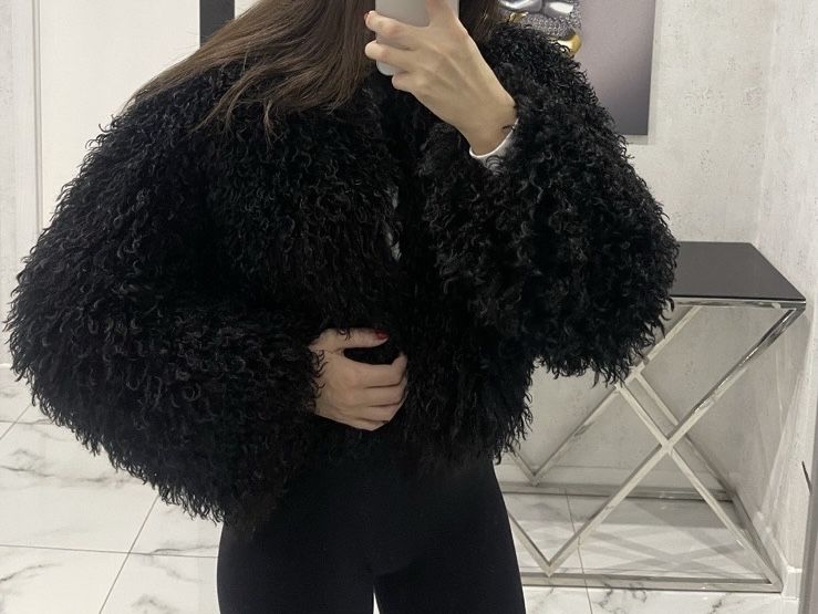 Еко шубка чорна
