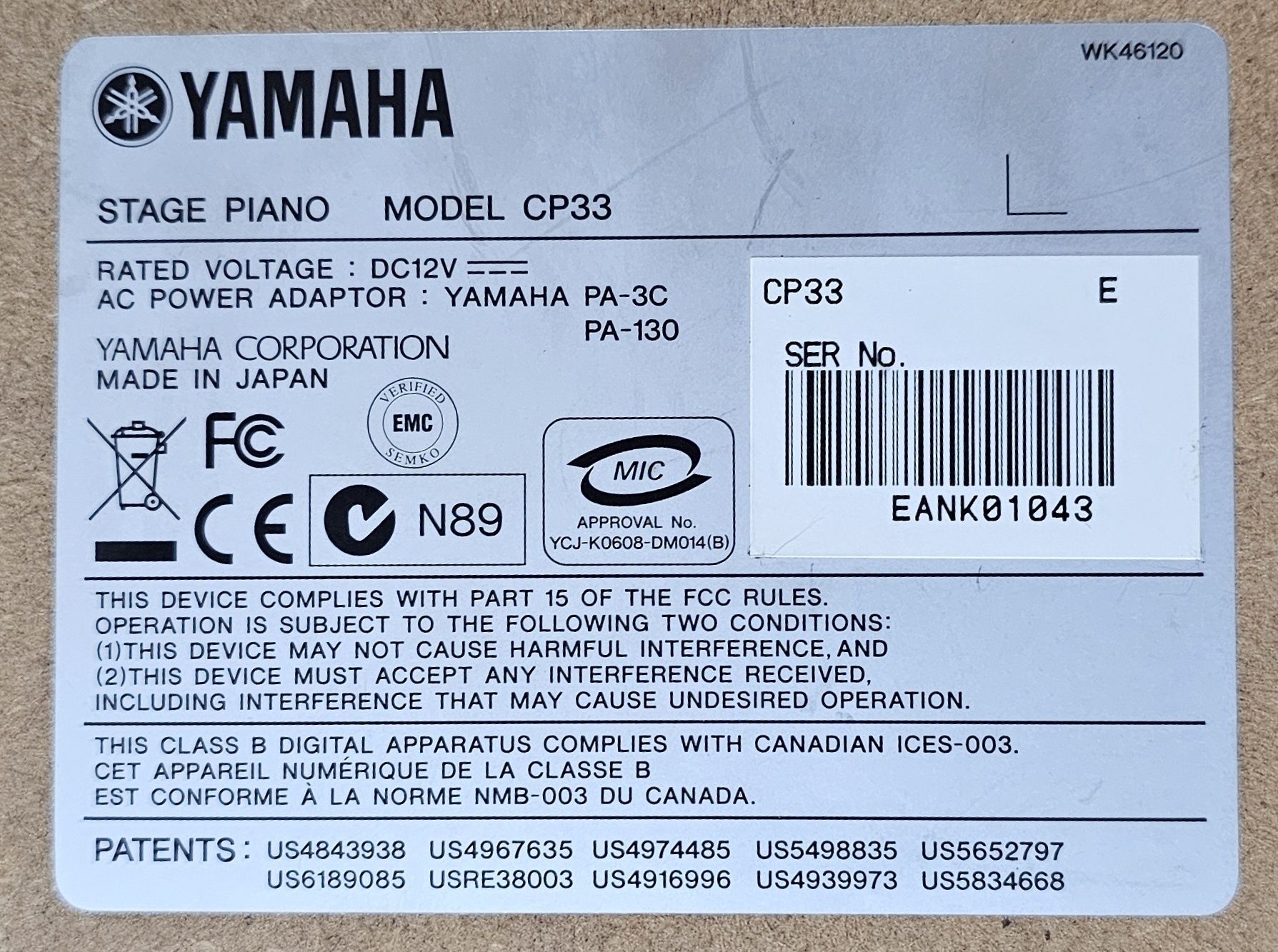 Piano Yamaha CP 33 Stage Piano