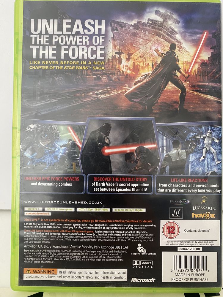 Star Wars The Force Unleashed Xbox 360 Gwarancja