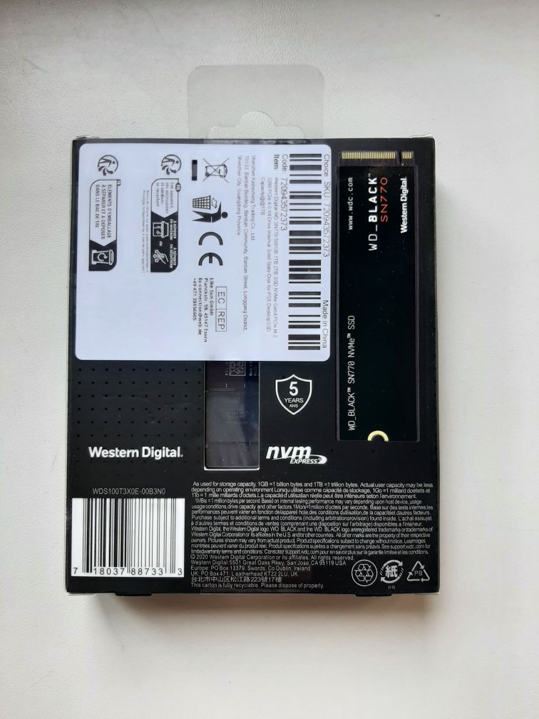 Новий SSD M2 Nvme WD SN770 1 tb та переходник