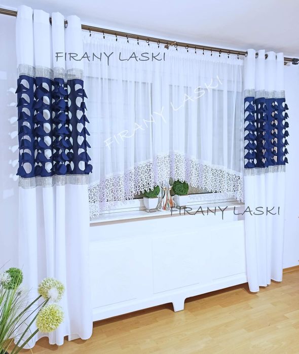 Firana gotowa łuk gipiurą woal 170x400 koronka firany firanki salon