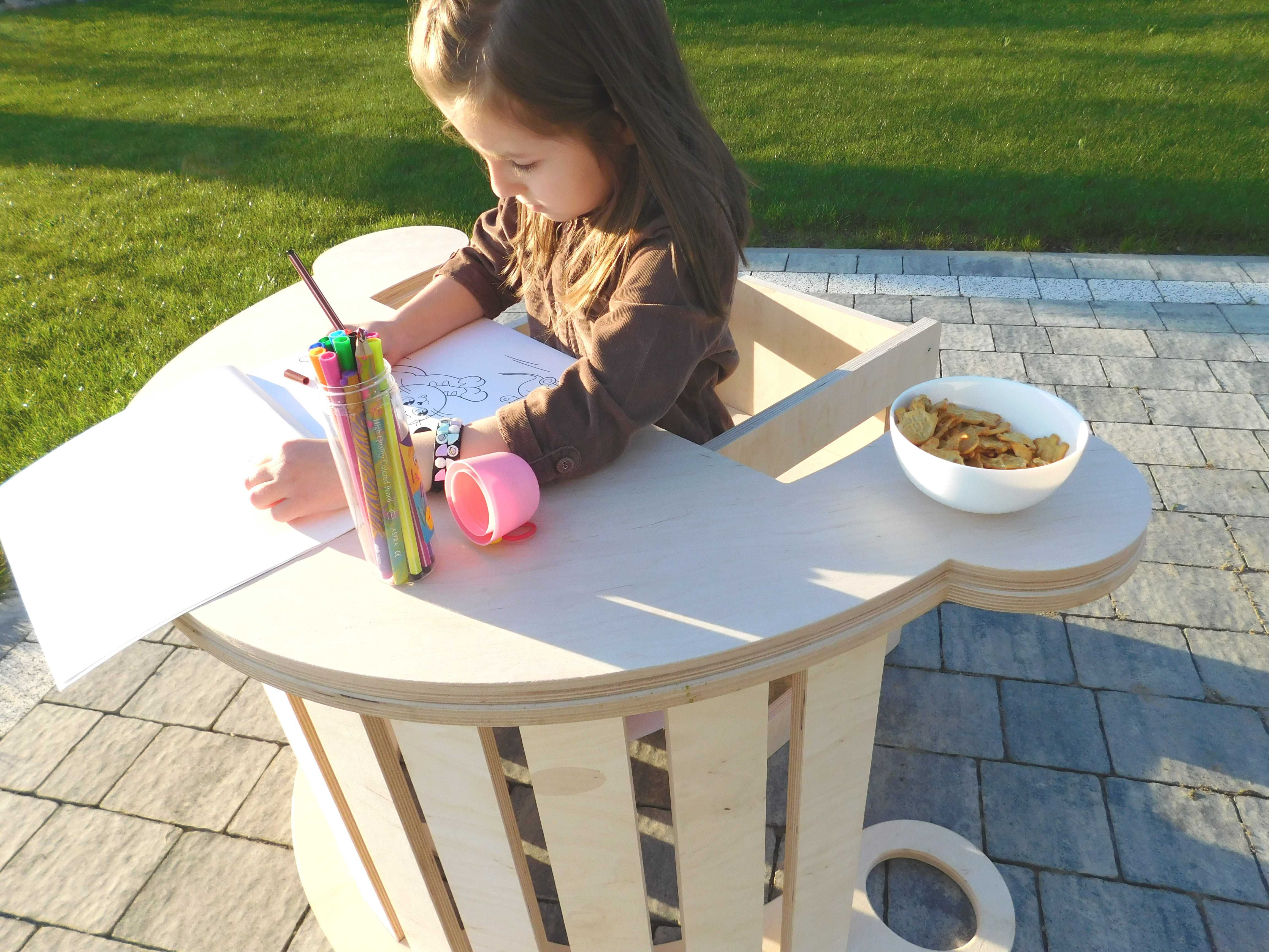 Zestaw bujak, stolik i krzesło. Montessori system. Eko produkt