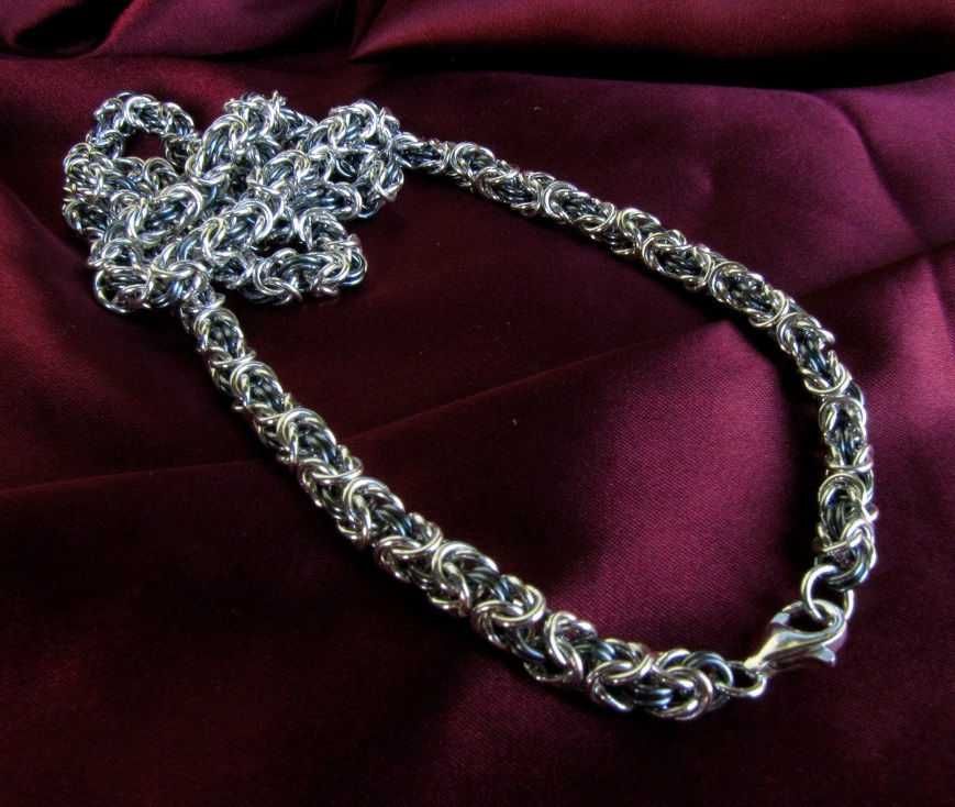 5,7mm 55cm 60g łańcuszek królewski-bizantyjski srebrny 925 oksydowany