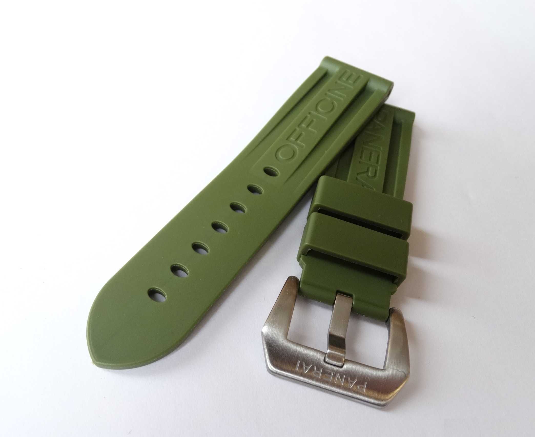 Zielony pasek gumowy 24mm do zegarka Panerai PAM silikonowy