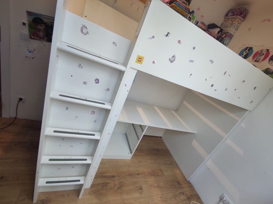 Łóżko na antresoli 4 w 1 IKEA SMASTAD - stan dobry+