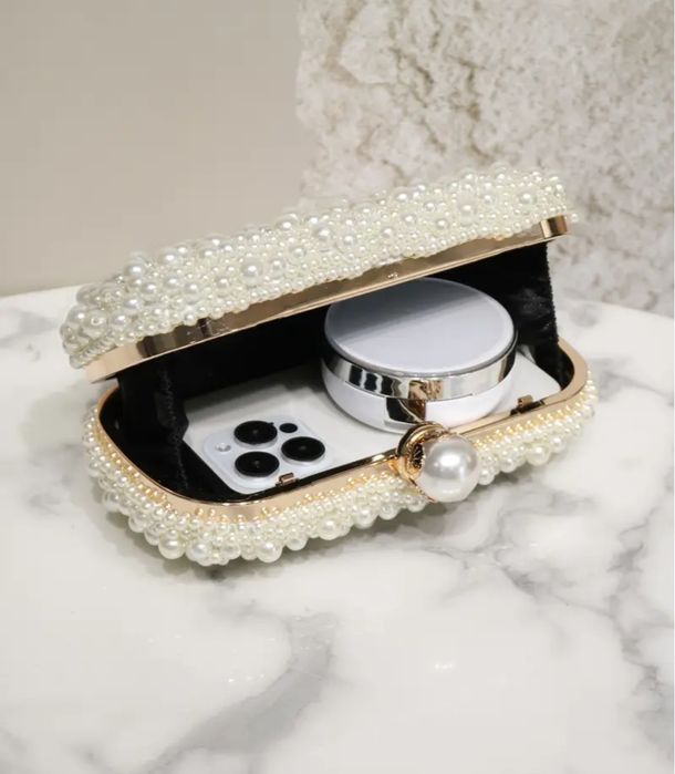 Zjawiskowa torebka wieczorowa perły perełki ślub wesele lolita vintage