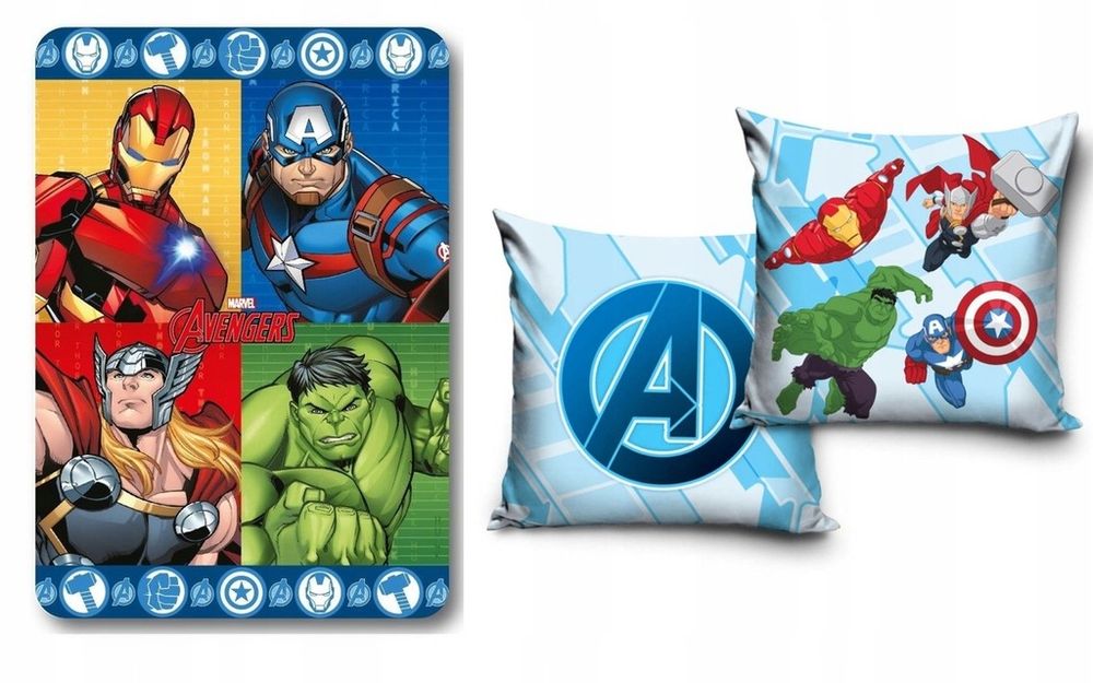 Koc 100x140 Polarowy + Poduszka 40x40 Avengers Hulk Flash