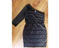 Bonprix czarna sukienka rozmiar 40 L asymetryczna siateczka pasy