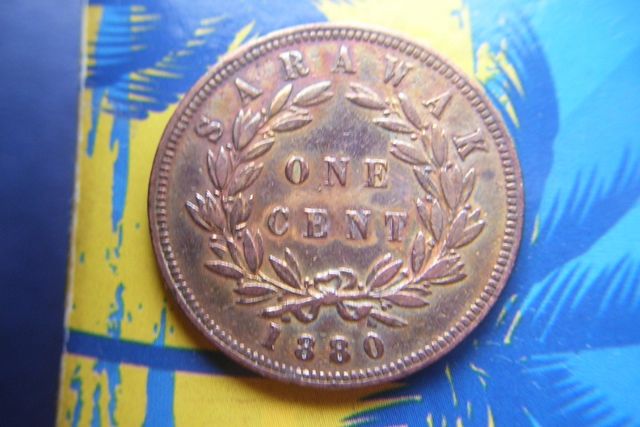Stare monety 1 cent Sarawak 1880 menniczy