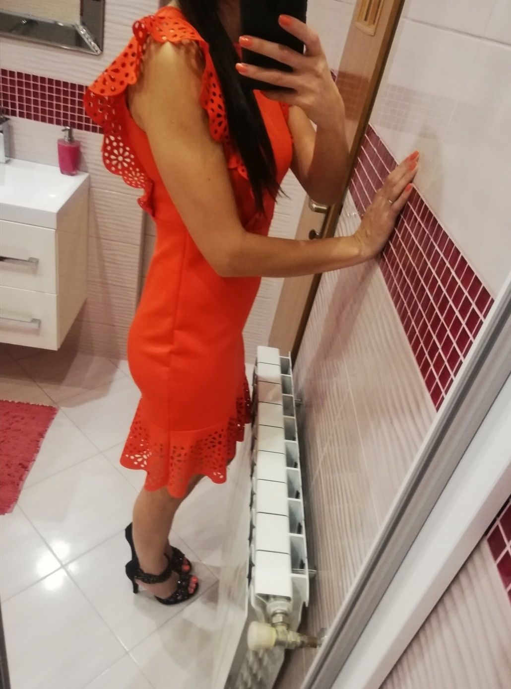 Nowa czerwona sukienka hiszpanka falbanki 40 L 42 XL wesele poprawiny