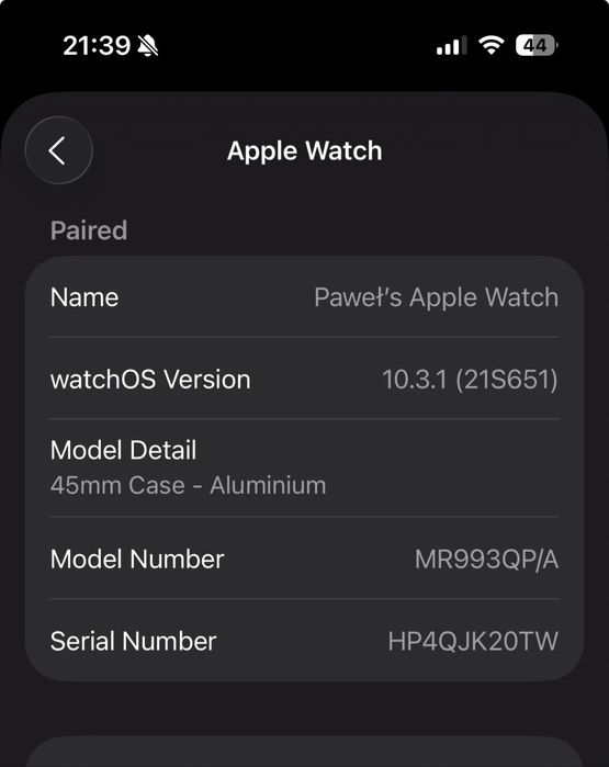 Apple Watch seria 9, 45mm