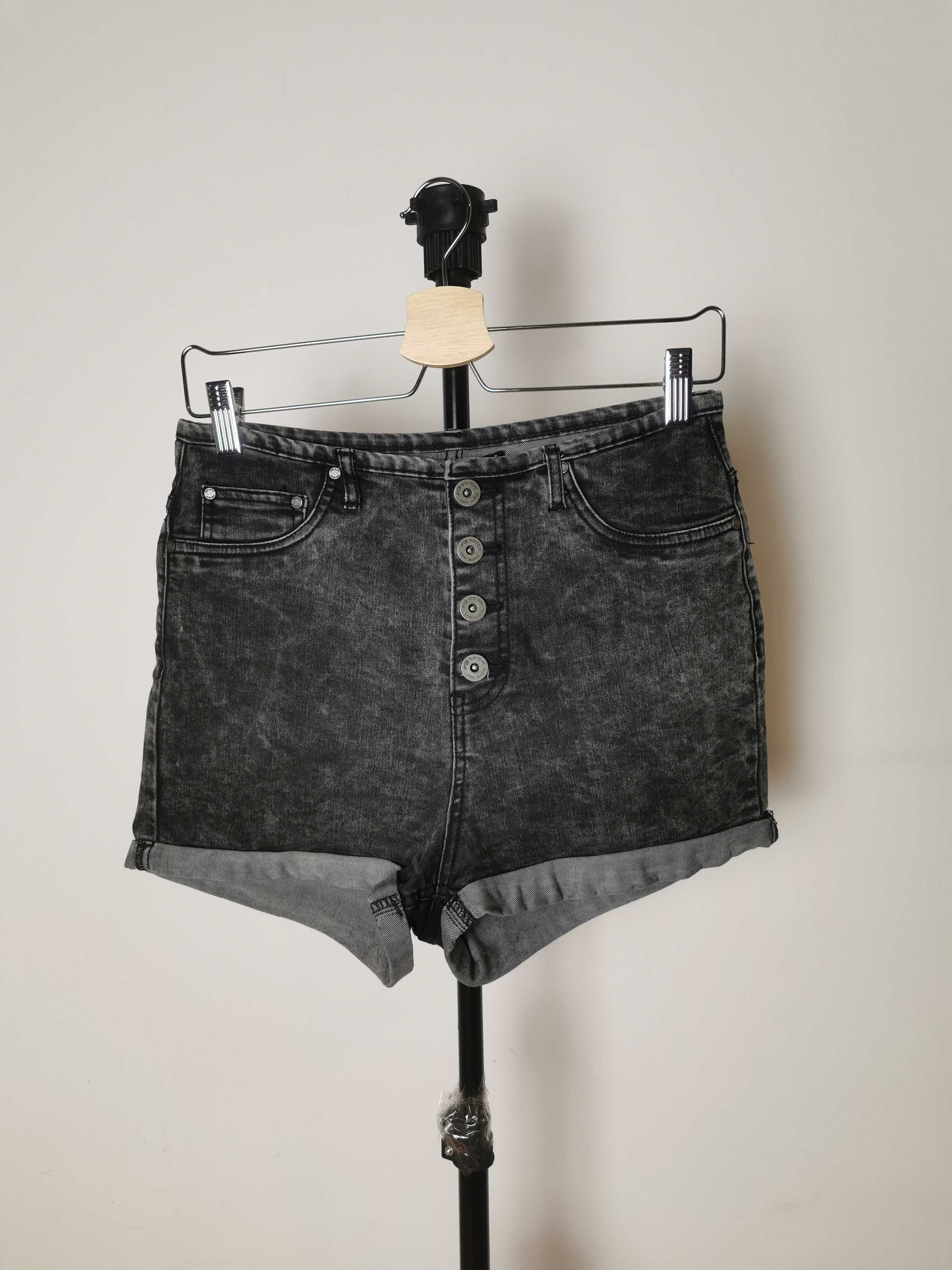 Krótkie spodenki szorty jeans M Szare Marmurkowe Wysoki Stan