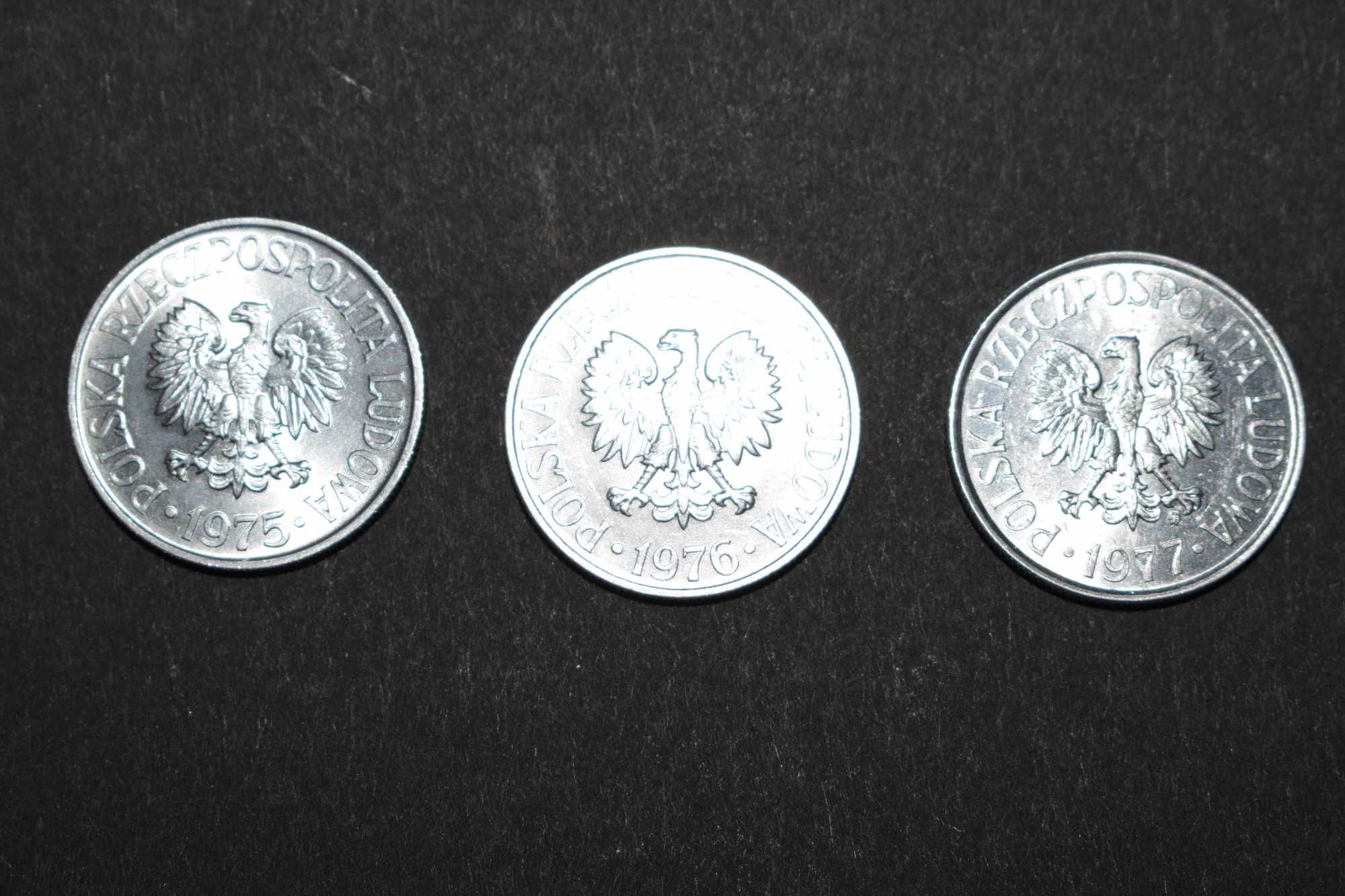 Zestaw monet 50 groszy 1975, 1976, 1977 rok.