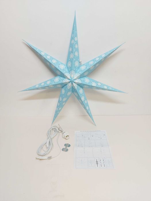 Gwiazda świetlna do domu, lampa, papierowa, niebieska F