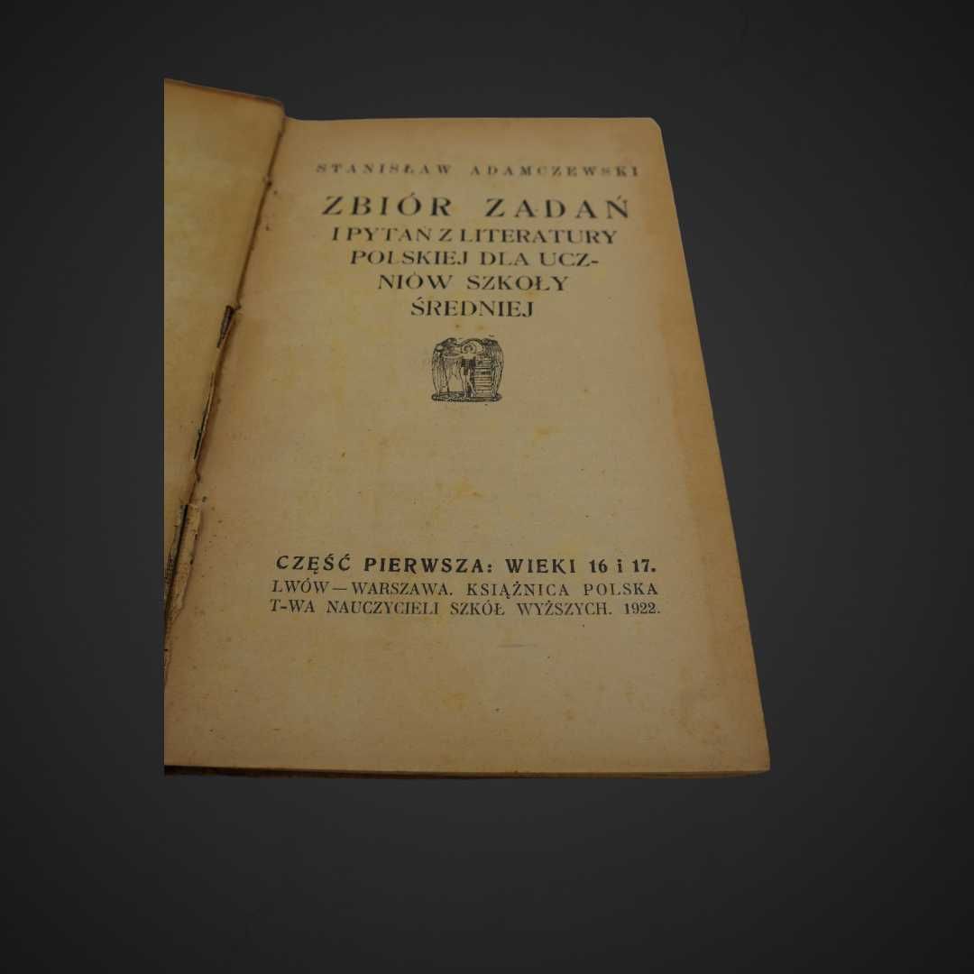Zbiór zadań z literatury Polskiej 1922 r Adamczewski b4/020346