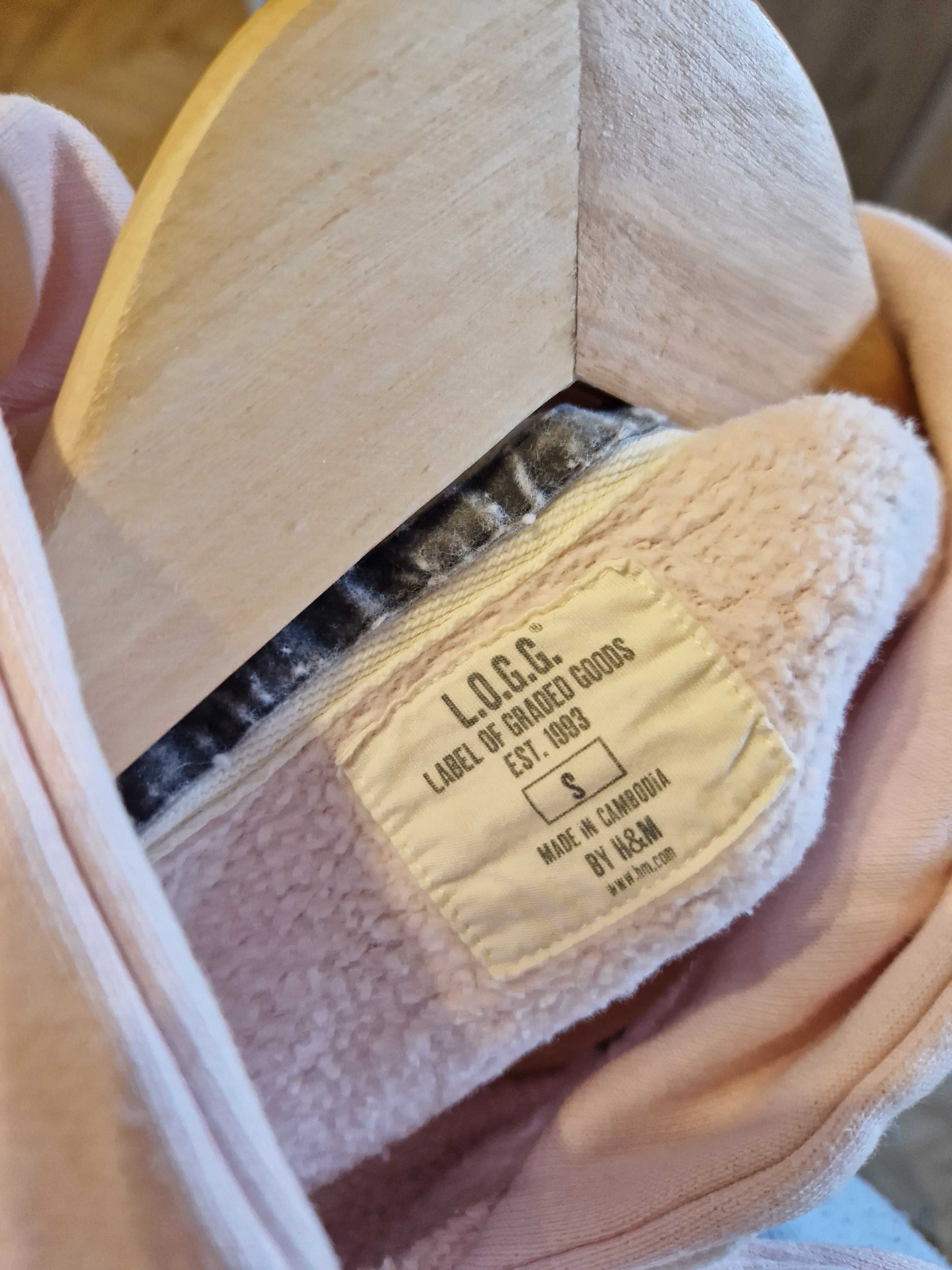 Bluza różowa kangurka kieszeń kaptur H&M pudrowy róż rozmiar S/M