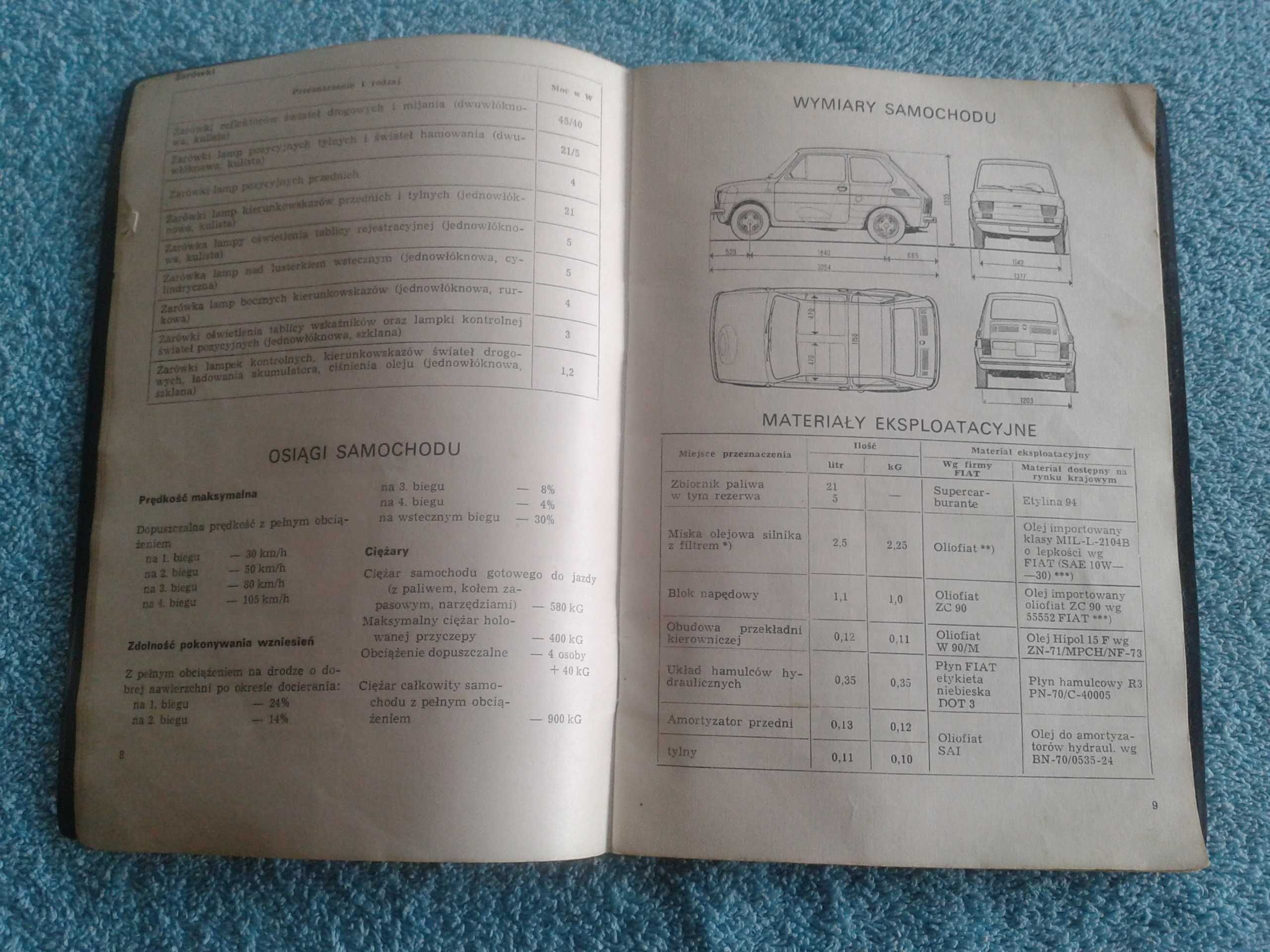 książka instrukcja obsługi samochodu FIAT 126p 1973  unikat oryginał