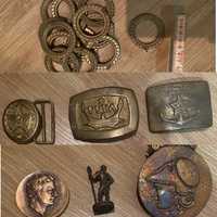 латунні кільця, пряжки для ременя,брошка,монета СССР