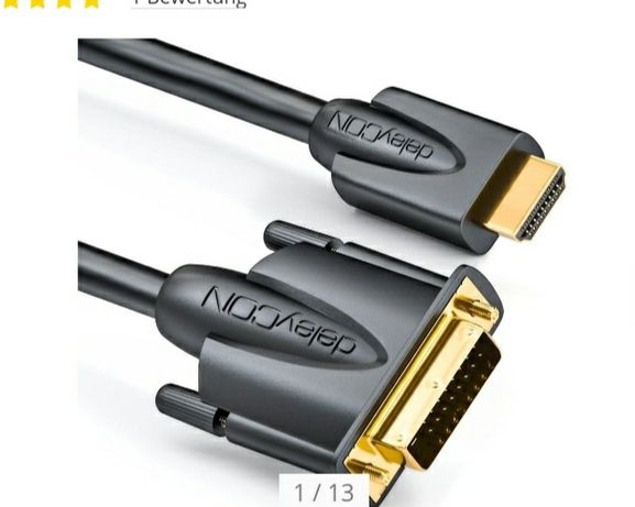 Sprzedam deleyCON 3m HDMI Kabel auf DVI Kabel 24+1 FULL HD 1080p PC Mo