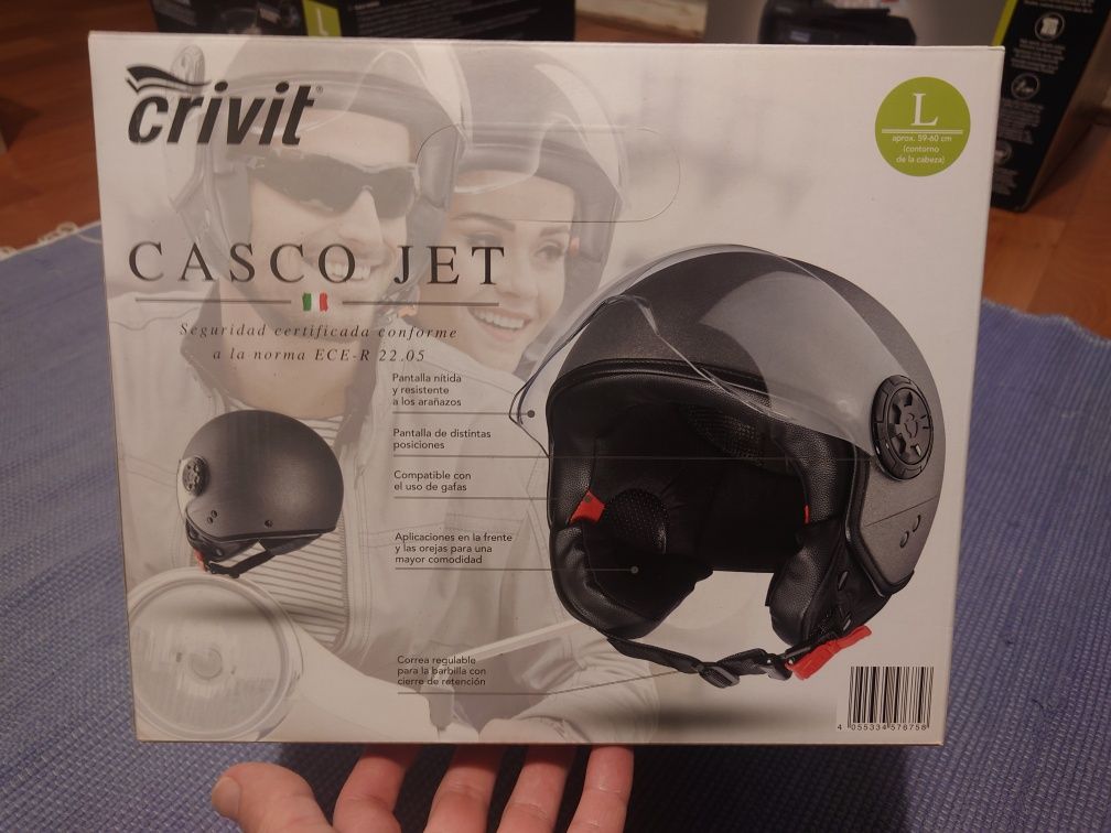 Capacete Jet/Aberto Crivit, tamanho L, Novo