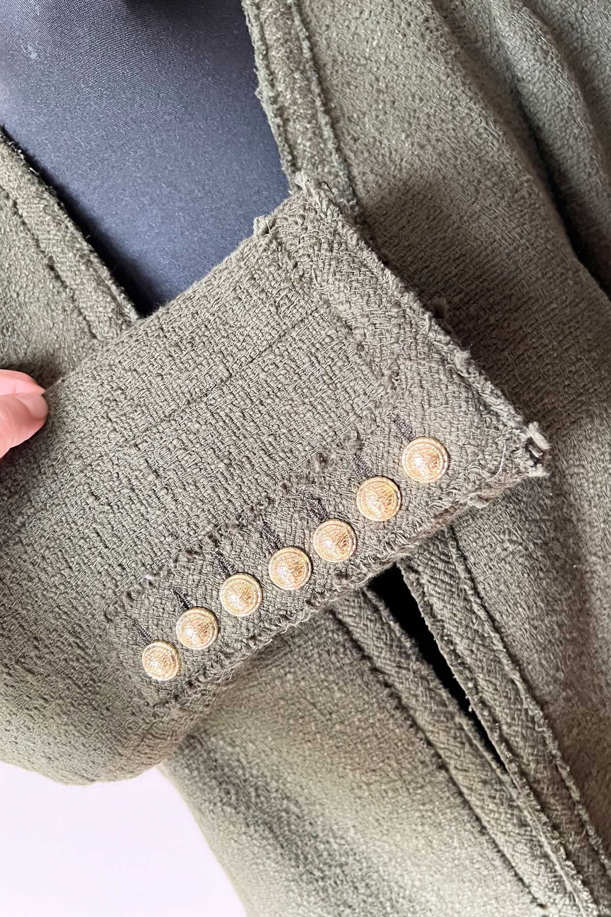 Zara żakiet marynarka zieleń khaki z strukturalnego materiału XXL 44