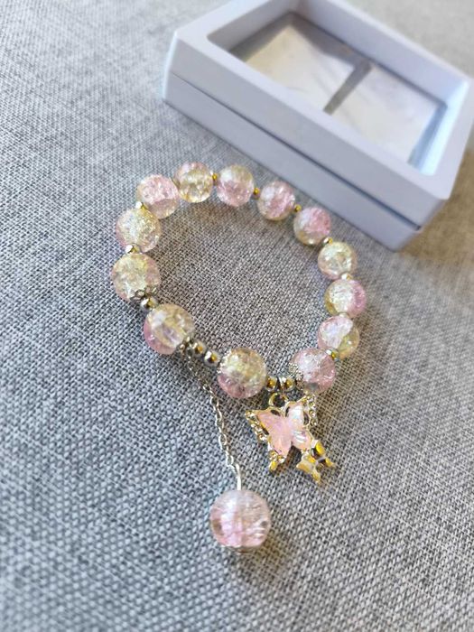 Nowa ozdoba dla dziewczynki bransoletka na gumce  pudełeczko motyl