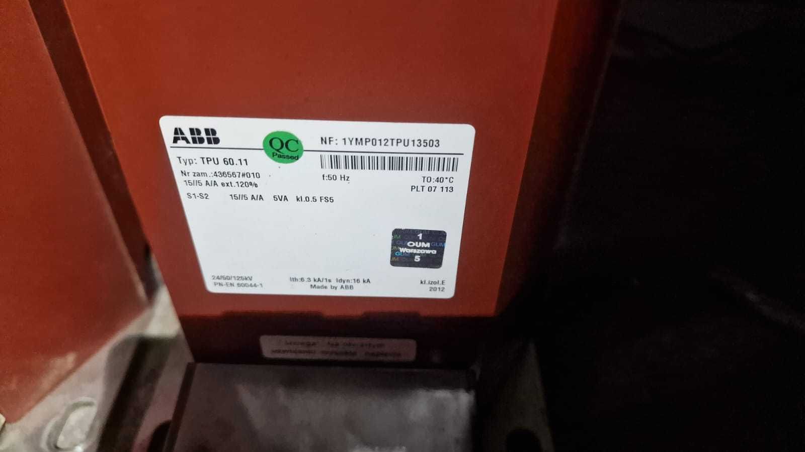 ABB 3 Przekładniki prądowe 15/5 FS5 kl 0.5 5VA i 3 napięciowe 5VA
