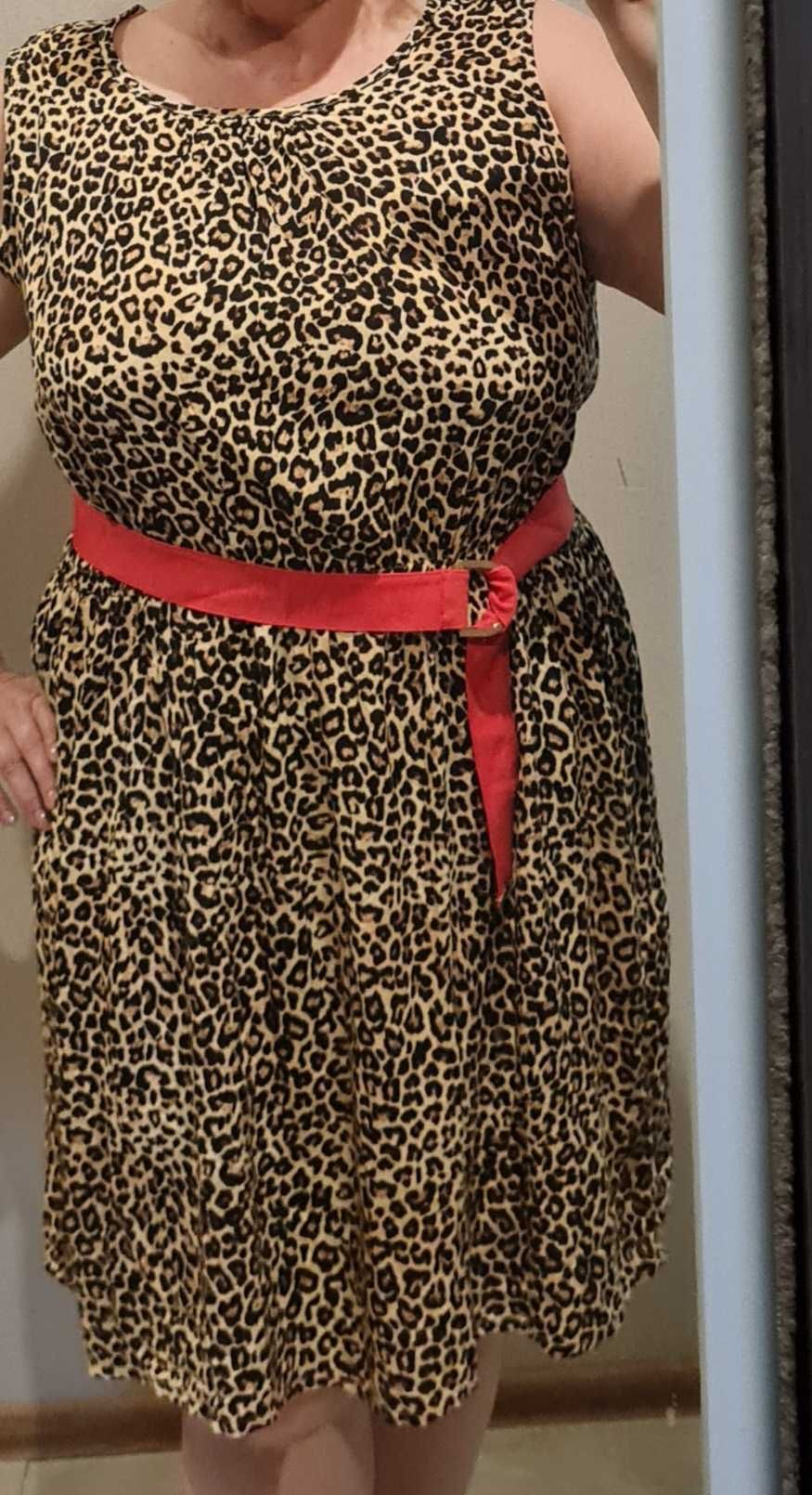 Леопардовое летнее платье JANINA 54 размер