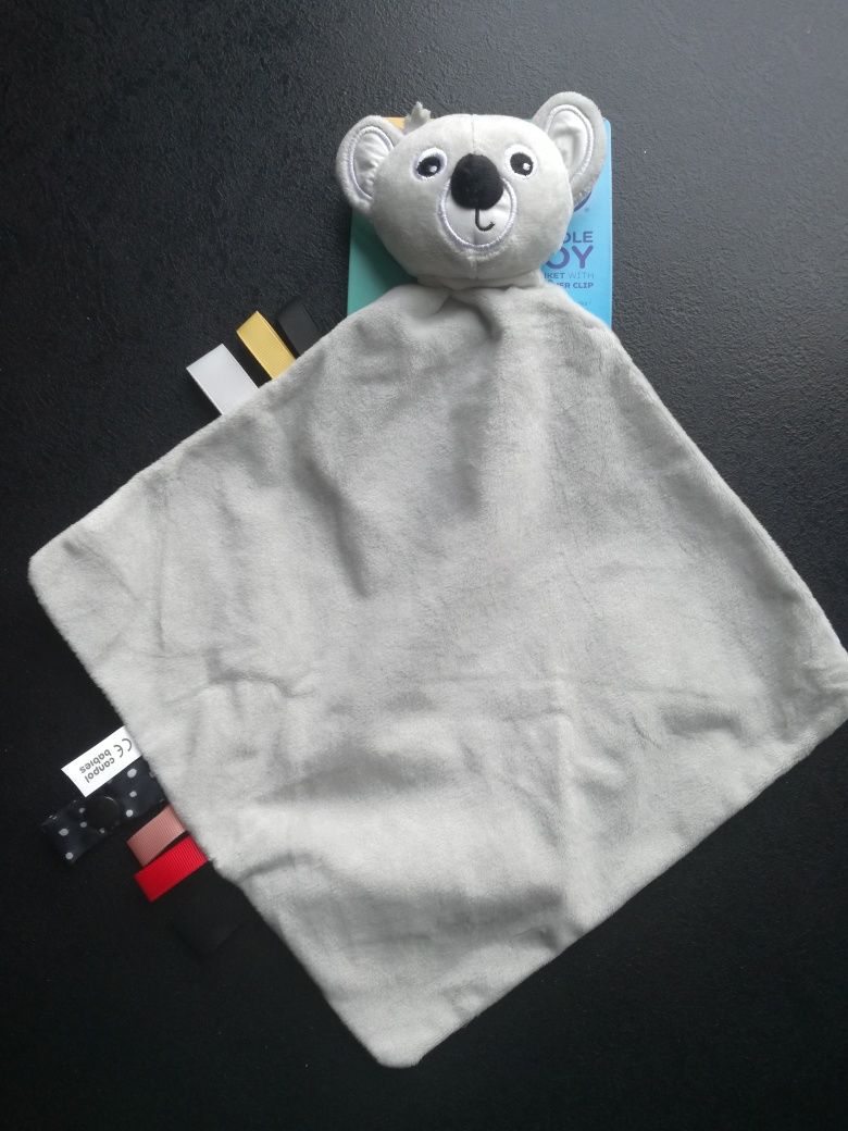 Nowy zestaw Canpol Babies świecący smoczek 6-18 zawieszka- kocyk koala
